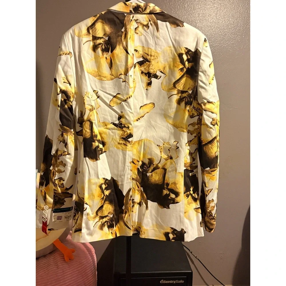 J Ferrar - Slim Fit, Ultra Comfort, Yellow Floral  Jacket Design 42 LNG